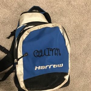 Girls/teen blue lacrosse bag. Personalized Quinn.